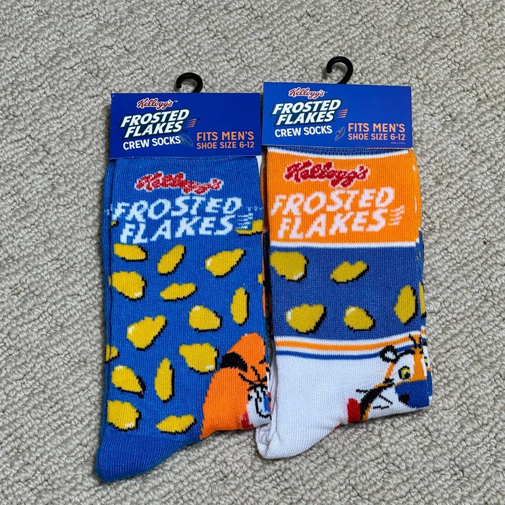 2 Kellogg's Frosted Flakes New Novelty Crew Socks Size 6-12/13 - Men's/Women's -